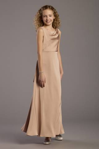 Picture of Matte Satin Bow Back Cowl A-Line Girls Dress