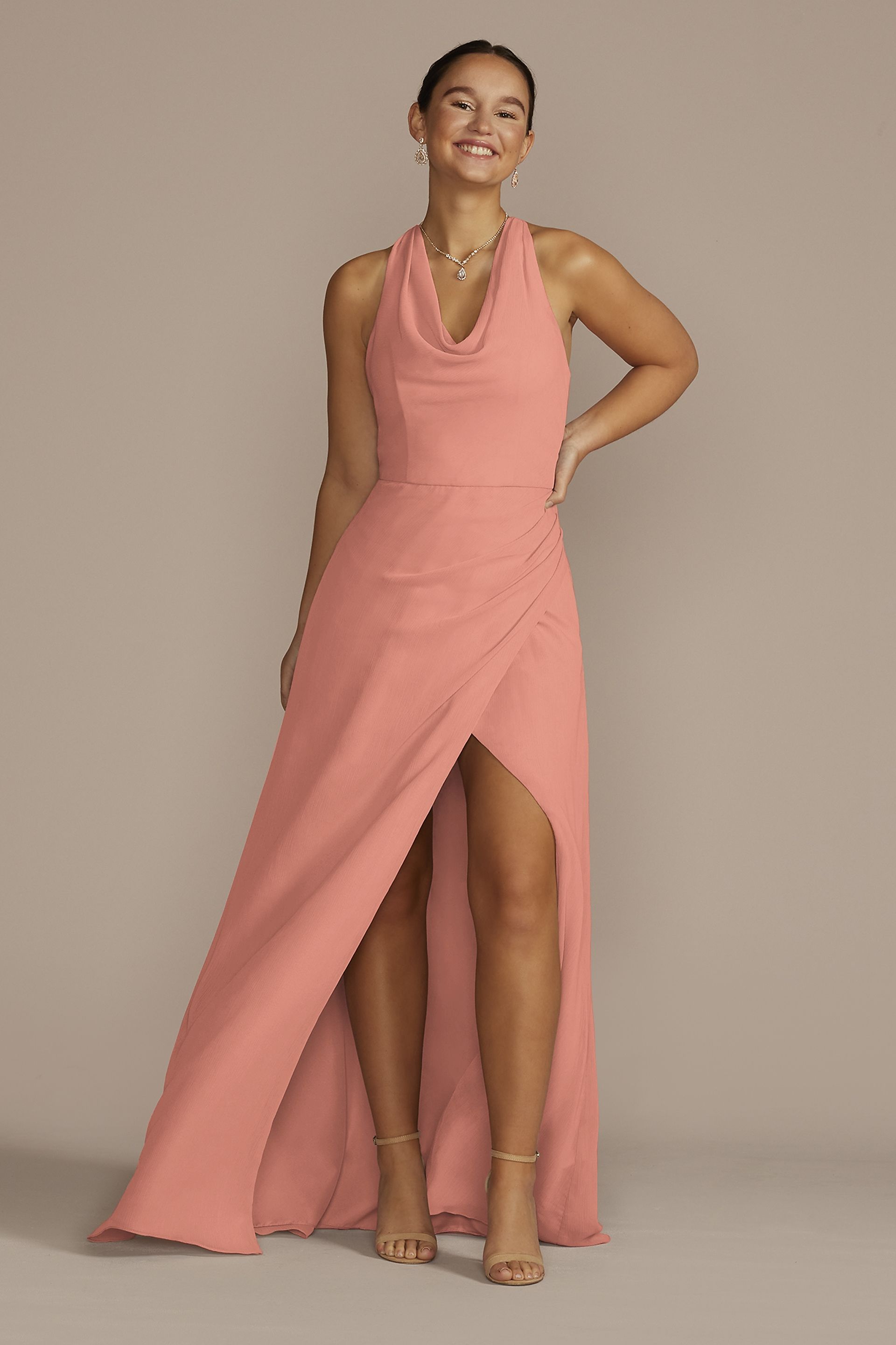 View Celebrate DB Studio Sleeveless Crinkle Chiffon Sheath Dress in all available color and sizes Picture of Sleeveless Crinkle Chiffon Sheath Dress