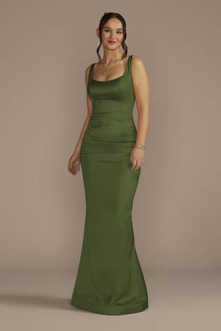 Picture of Stretch Satin Tank Dress with Train
