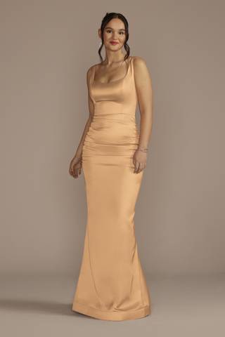 Picture of Stretch Satin Tank Dress with Train