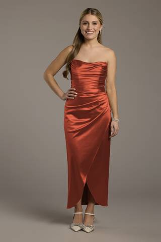 Picture of Sculpting Satin Sculpted Neckline Midi Dress