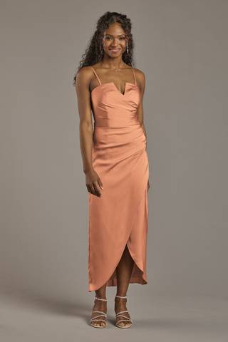 Picture of Matte Satin V-Notch Midi Dress