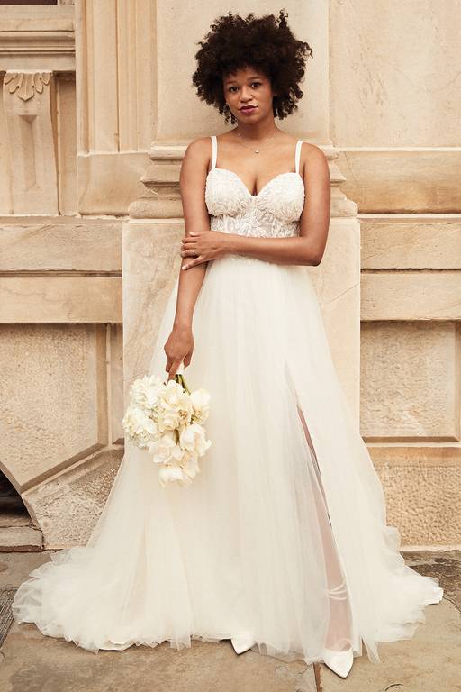 sheer white wedding dress Lace Sheath Wedding Dress with Sheer Overlay, Tea Length Bridal Gown