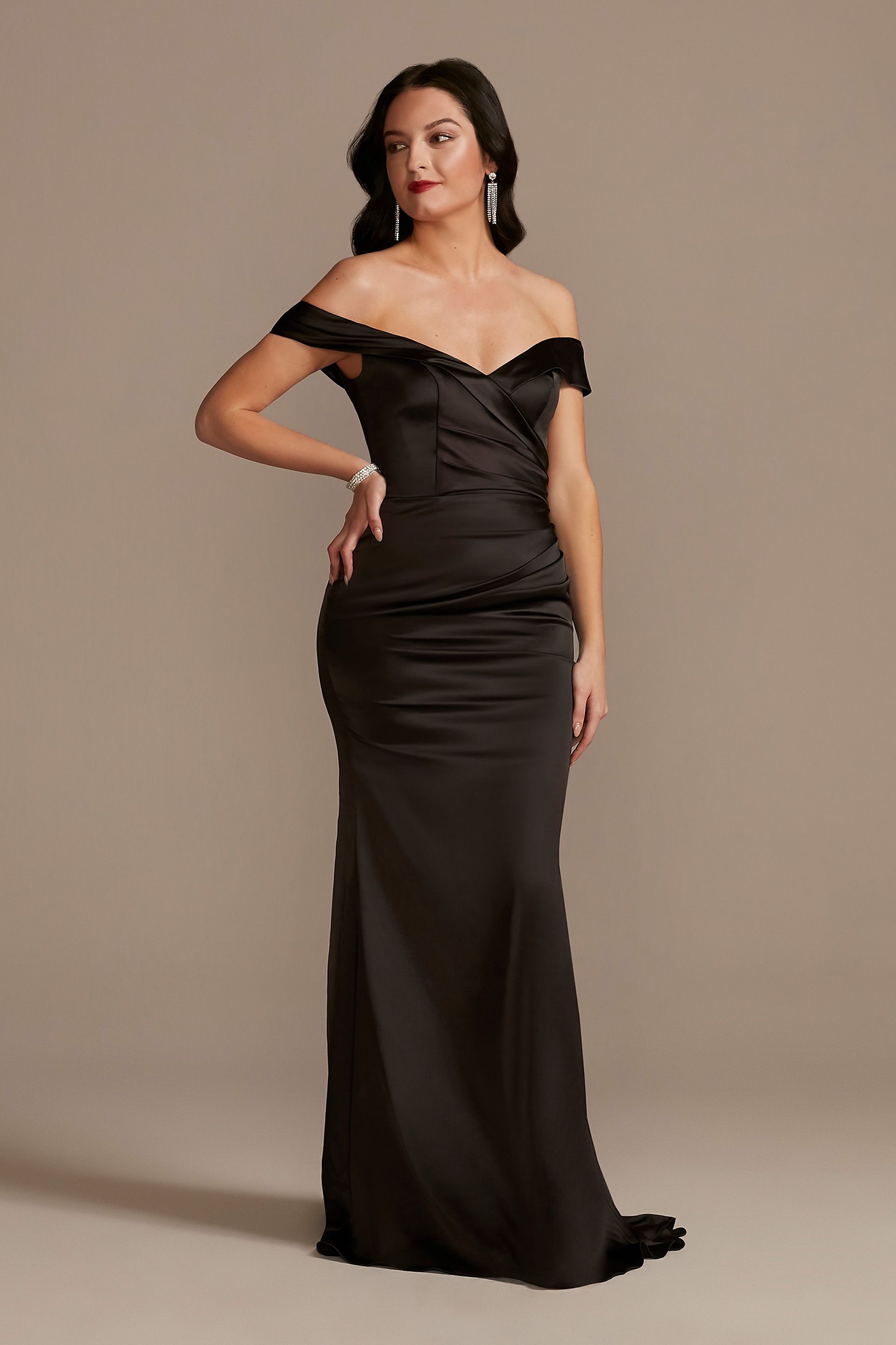 satin off the shoulder mermaid bridesmaid dress Cynthia & Sahar Womens Satin Corset Evening Dress Blue L