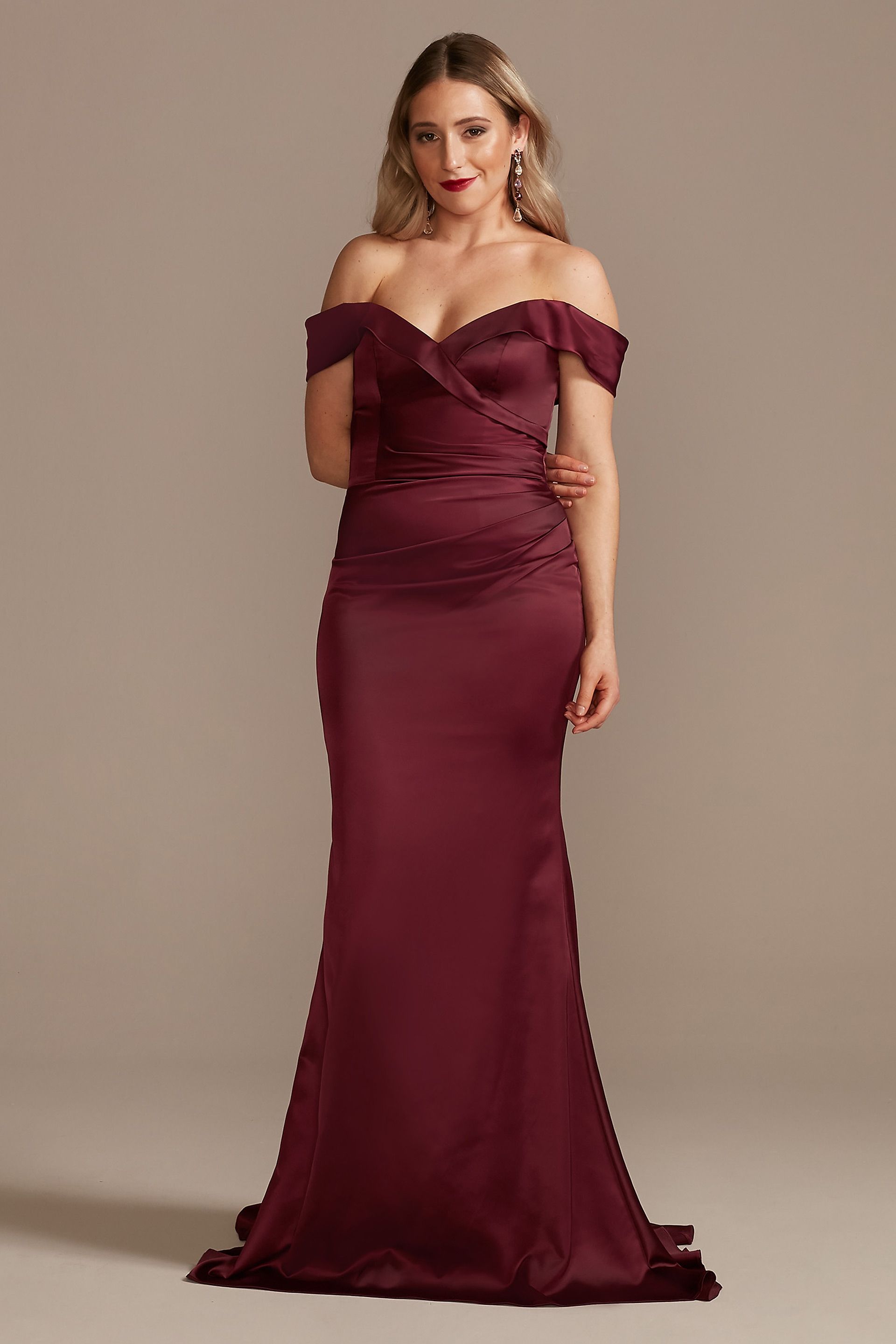 mermaid dress david's bridal Strapless Draped Satin Mermaid Wedding Dress