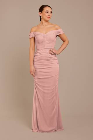 Picture of Mesh Off-the-Shoulder Ruched Dress