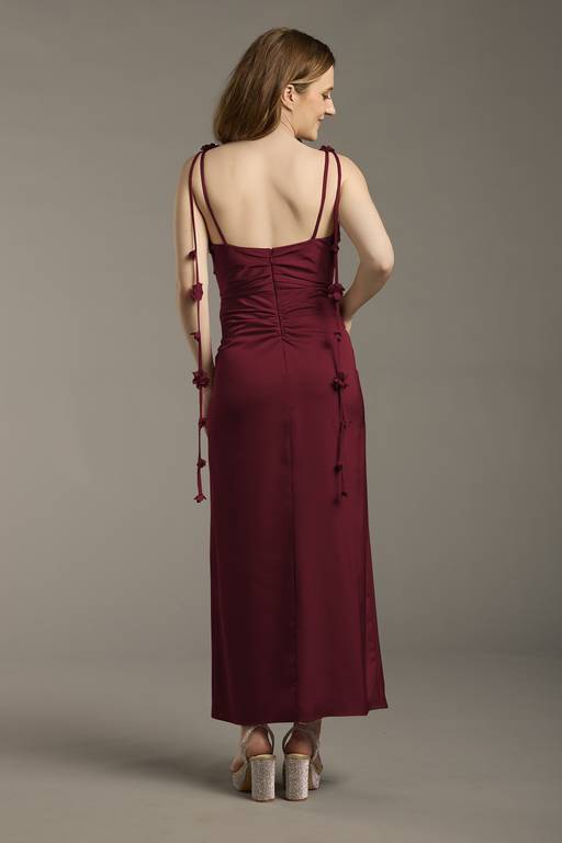 paiva satin midi dress Strappy Cowl Neck Satin Pink Slip Dress