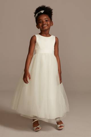 Picture of Satin Flower Girl Dress with Tulle Skirt