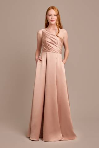Picture of Satin One-Shoulder A-Line Pleated Dress
