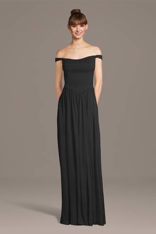 david's bridal black satin bridesmaid dresses Black Bridesmaid Dresses
