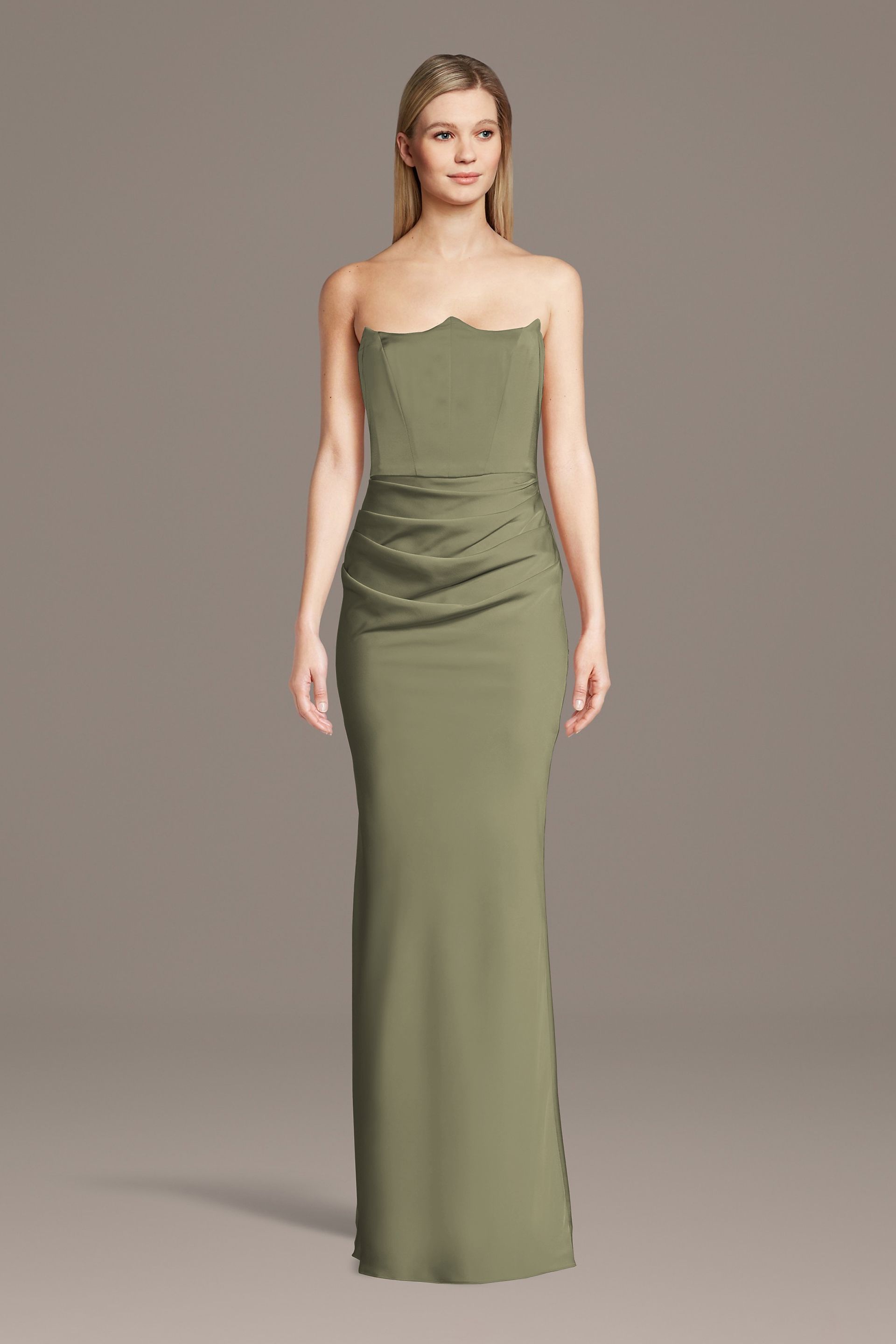 olive green bridesmaids dress Mismatched Fashion Silk Satin Sheath With Slit Long Bridesmaid Dresses, CB0307 Custom Size(leaving a note) / As Pic / B Satin Charmeuse Olive green bridesmaid dresses
