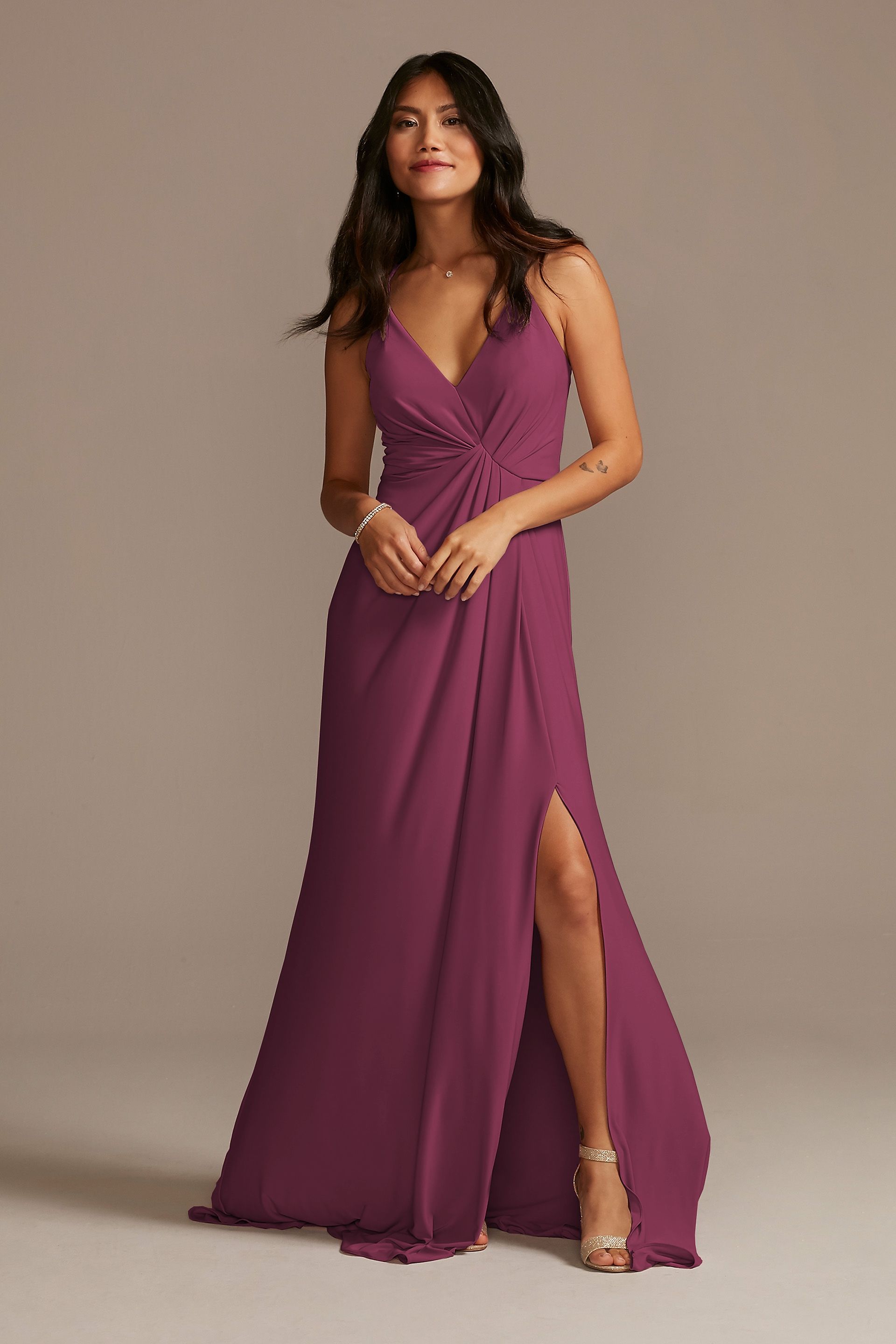 Jersey A-Line Bridesmaid Dress with Knot Detail