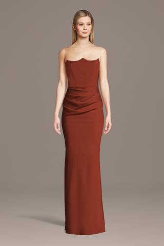 View Galina Signature Matte Satin Inverted Neckline Sheath Dress in all available color and sizes Picture of Matte Satin Inverted Neckline Sheath Dress