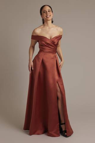 Picture of Satin Off-the-Shoulder Ball Gown Dress