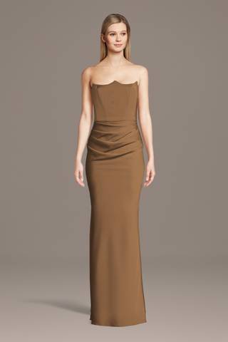 matte satin mocha bridesmaid dresses Mocha Bridesmaid Dress Shiny Satin Size XS