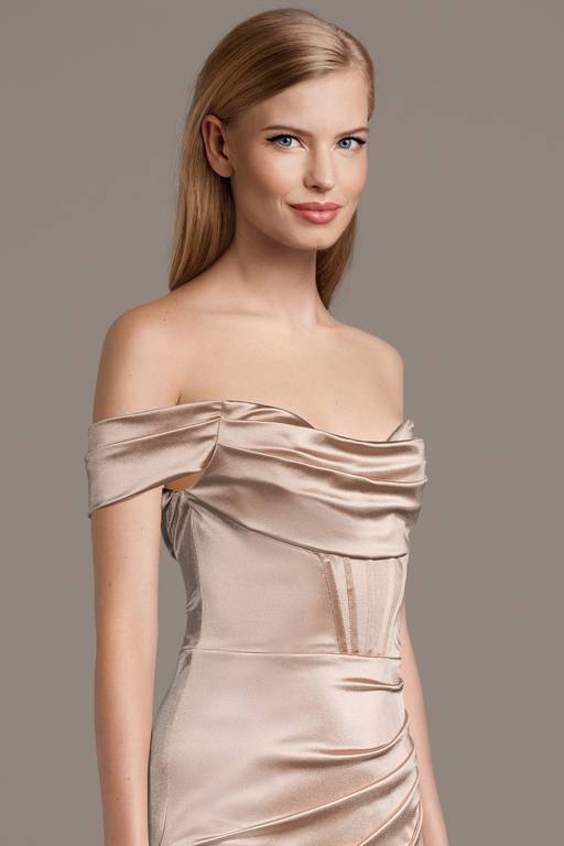 off shoulder corset dress Satin Off The Shoulder Corset Gown 10 / Black
