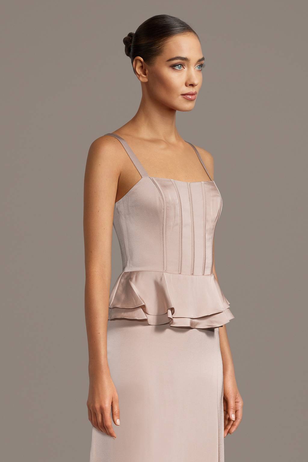 corset peplum satin mini dress Corset Peplum Satin Mini Dress in