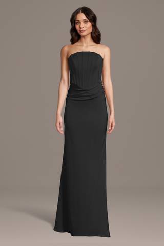 Picture of Matte Satin Inverted Scoop Neck Sheath Dress