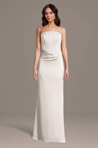 Picture of Matte Satin Inverted Scoop Neck Sheath Dress