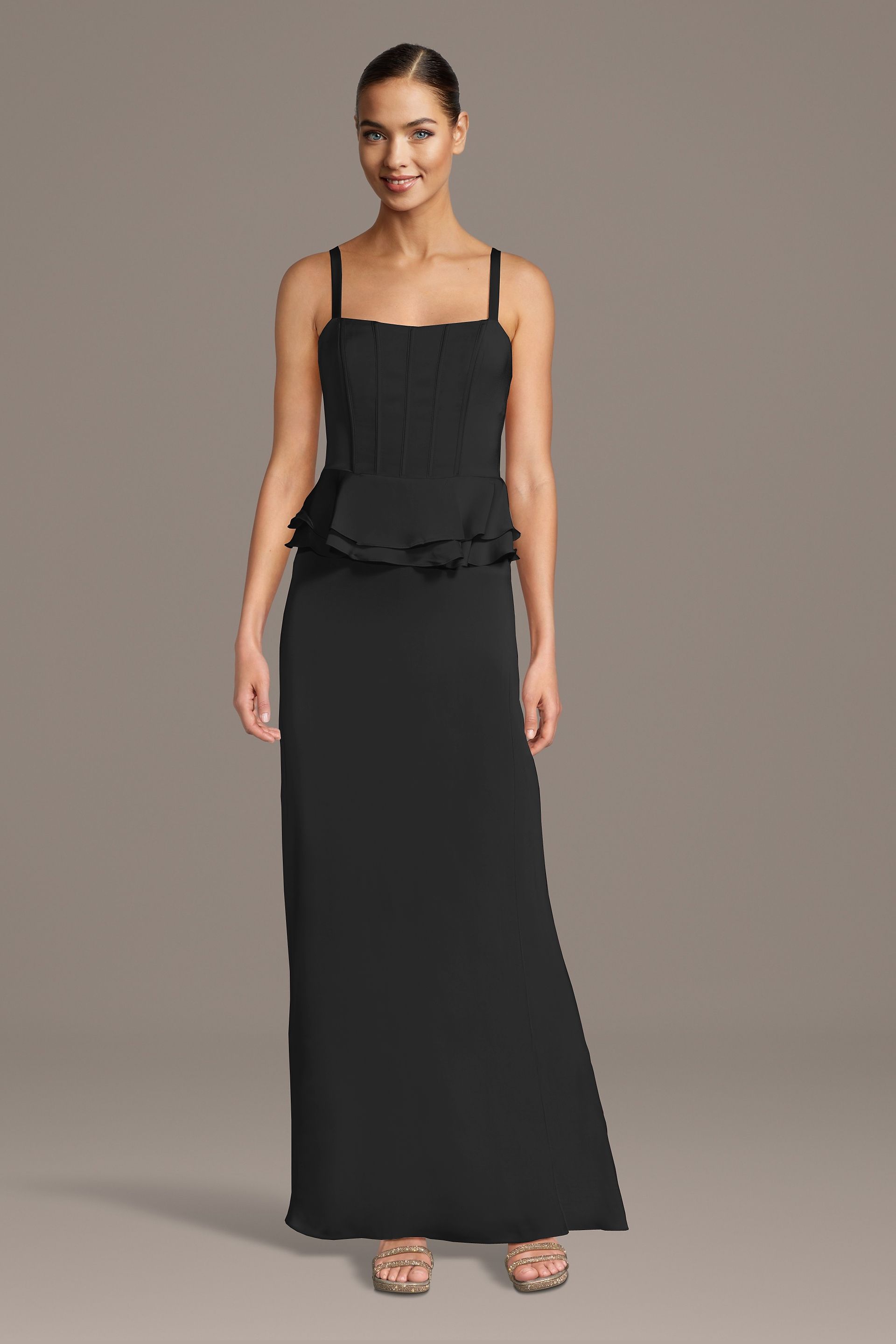 black peplum bridesmaid dress Black Taffeta Peplum Midi Dress  self-portrait-US