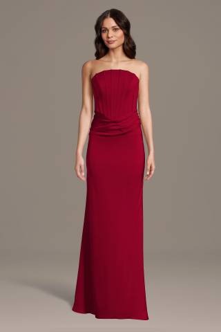 Picture of Matte Satin Inverted Scoop Neck Sheath Dress