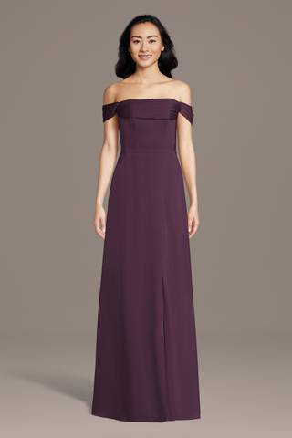 Picture of Matte Satin Off-the-Shoulder Cowl Neck Sheath