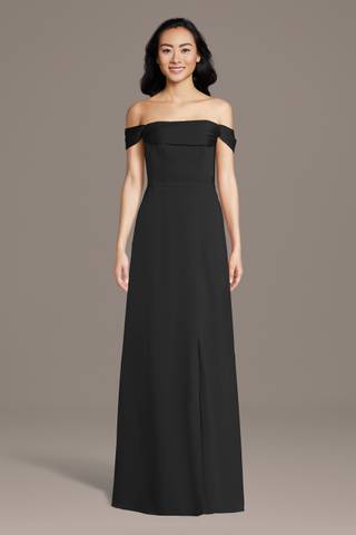 Picture of Matte Satin Off-the-Shoulder Cowl Neck Sheath