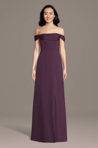 View Celebrate DB Studio Matte Satin Off-the-Shoulder Cowl Neck Sheath in all available color and sizes Picture of Matte Satin Off-the-Shoulder Cowl Neck Sheath