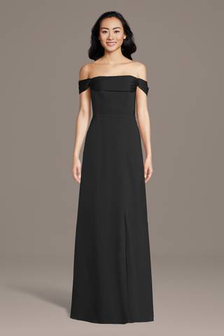 Picture of Matte Satin Off-the-Shoulder Cowl Neck Sheath