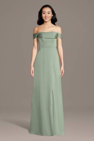 View Celebrate DB Studio Matte Satin Off-the-Shoulder Cowl Neck Sheath in all available color and sizes Picture of Matte Satin Off-the-Shoulder Cowl Neck Sheath