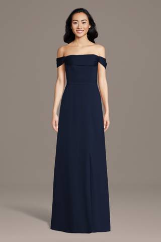View Celebrate DB Studio Matte Satin Off-the-Shoulder Cowl Neck Sheath in all available color and sizes Picture of Matte Satin Off-the-Shoulder Cowl Neck Sheath