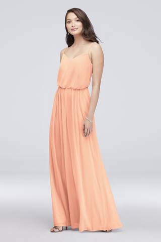 Picture of Spaghetti Strap Mesh Blouson Bridesmaid Dress