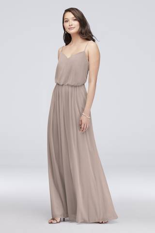 Picture of Spaghetti Strap Mesh Blouson Bridesmaid Dress