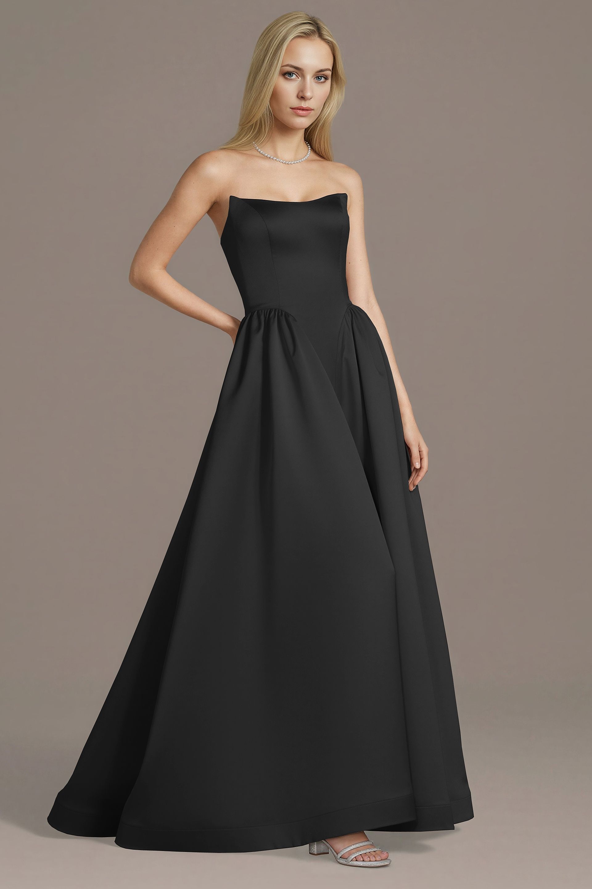 Picture of Strapless Satin Basque Waist Ball Gown