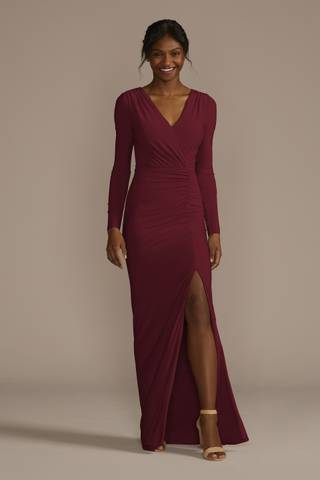 Picture of Long Sleeve Ruched Jersey Sheath Dress