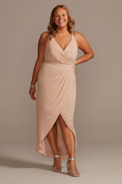 tank draped chiffon tulip hem bridesmaid dress Tank Draped Chiffon Tulip Hem Bridesmaid Dress