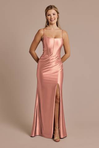 Picture of Square Neck Corset Sculpting Satin Dress