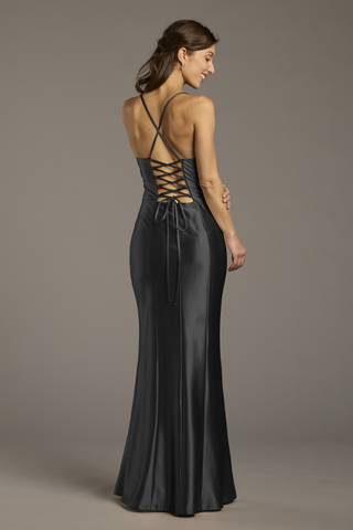 View Galina Signature Sculpting Satin Lace-Up Back Sheath Dress in all available color and sizes Picture of Sculpting Satin Lace-Up Back Sheath Dress