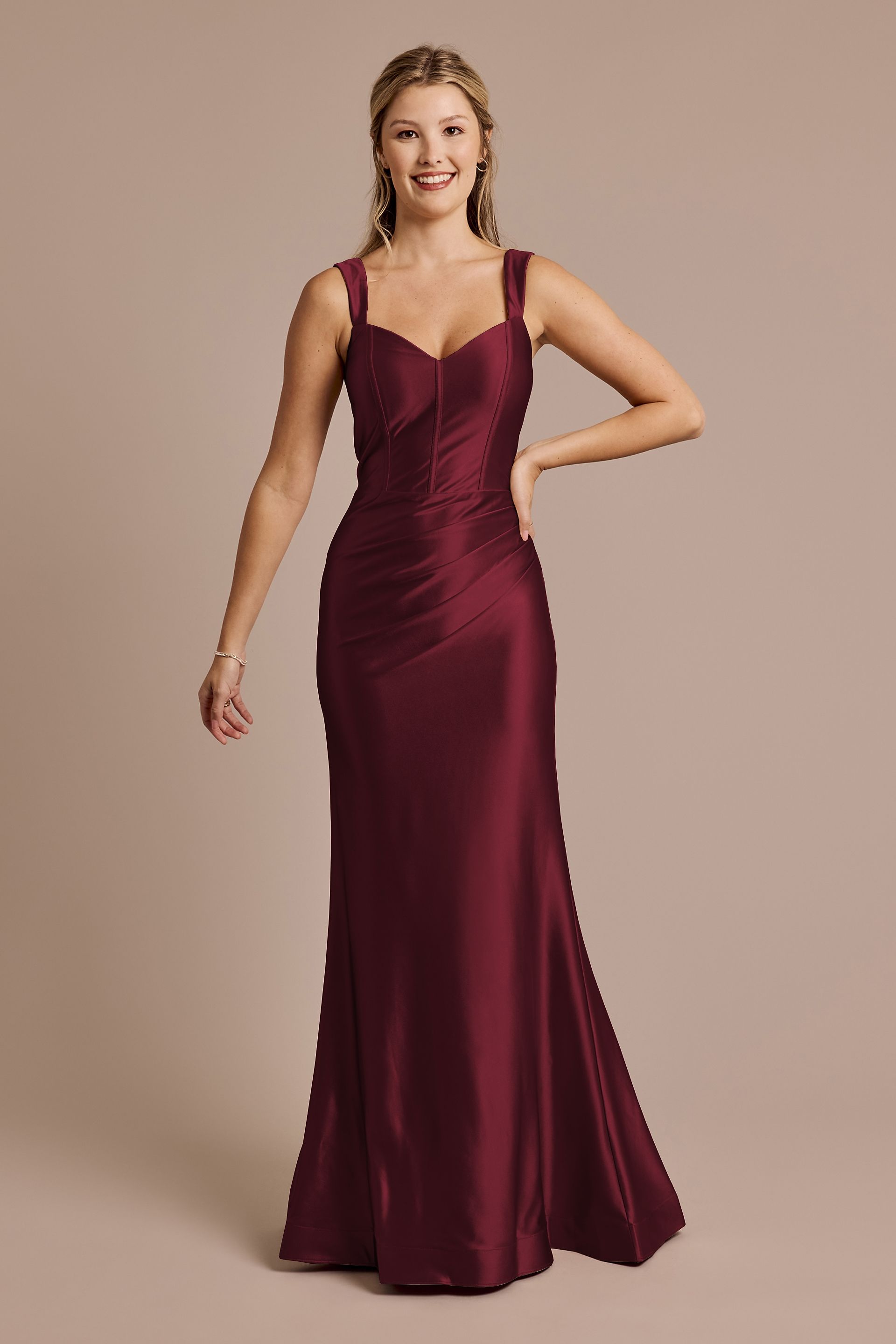 sculpting satin dress Sculpting Satin Sculpted Neckline Midi Dress