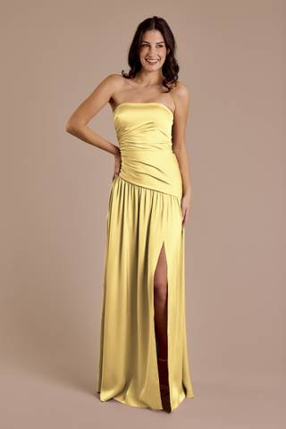 Picture of Matte Satin Strapless Drop Waist Dress