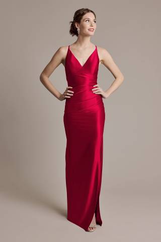 Picture of Sculpting Satin V-Neck Cross-Back Dress