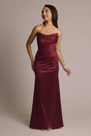 Picture of Sculpting Satin Strapless Mermaid Dress