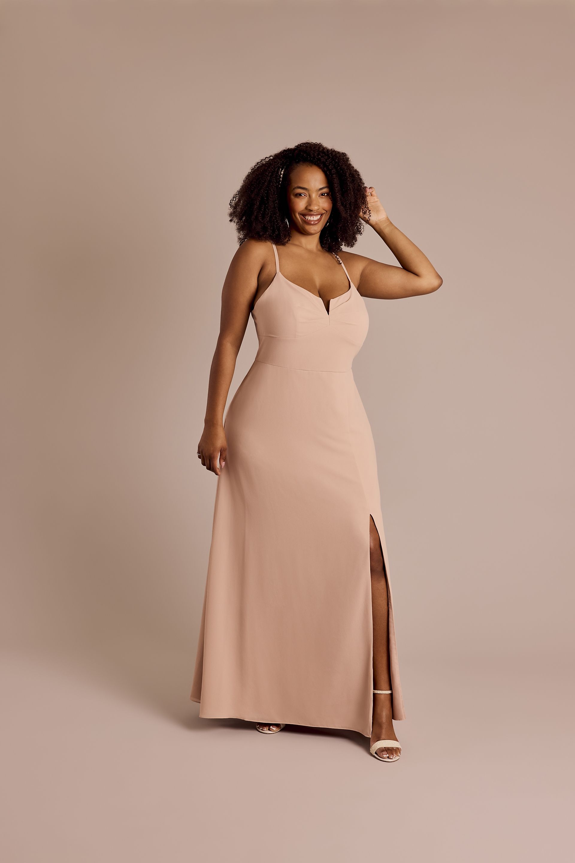 david's bridal ruffle spaghetti strap chiffon bridesmaid dress Crepe Ruffle Spaghetti Strap Bridesmaid Dress