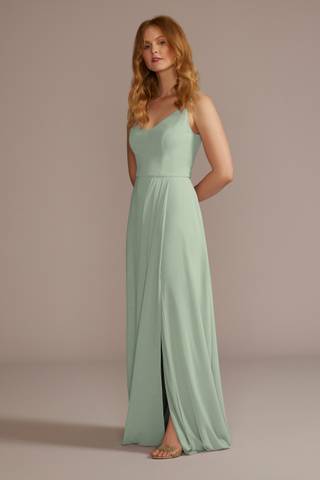View Celebrate DB Studio Chiffon Spaghetti Strap Dress in all available color and sizes Picture of Chiffon Spaghetti Strap Dress