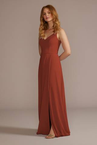 View Celebrate DB Studio Chiffon Spaghetti Strap Dress in all available color and sizes Picture of Chiffon Spaghetti Strap Dress