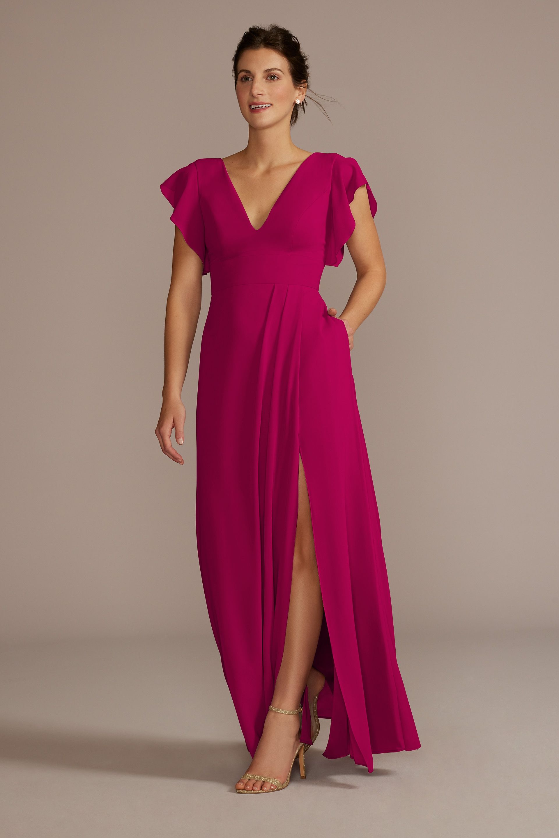 david's bridal hot pink bridesmaid dresses Blush - Blush Colored Dresses Seraphine Gold Satin Plunging Live Color:Ivory Lilac hot pink bridesmaids