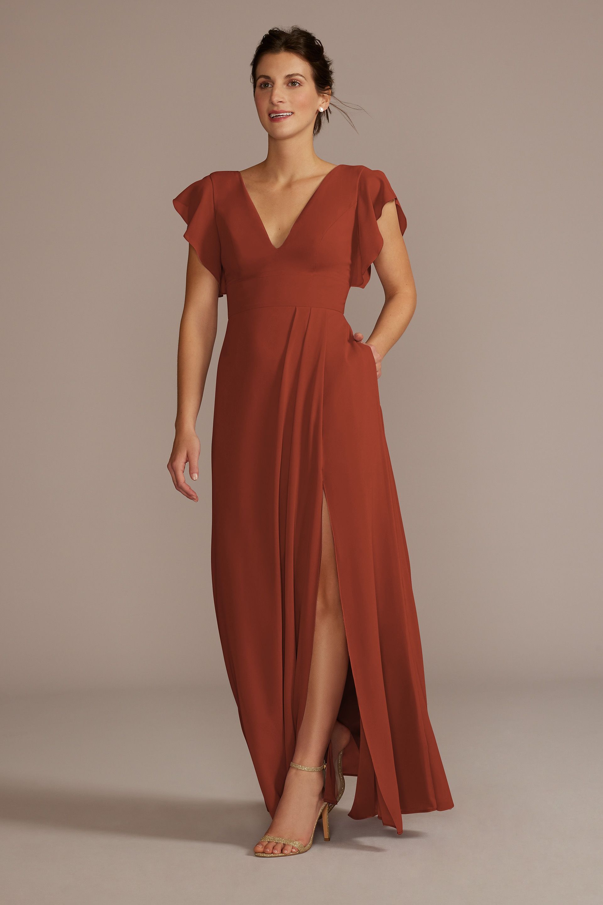 V-Neck Bridesmaid Dresses - Open Neckline Gowns