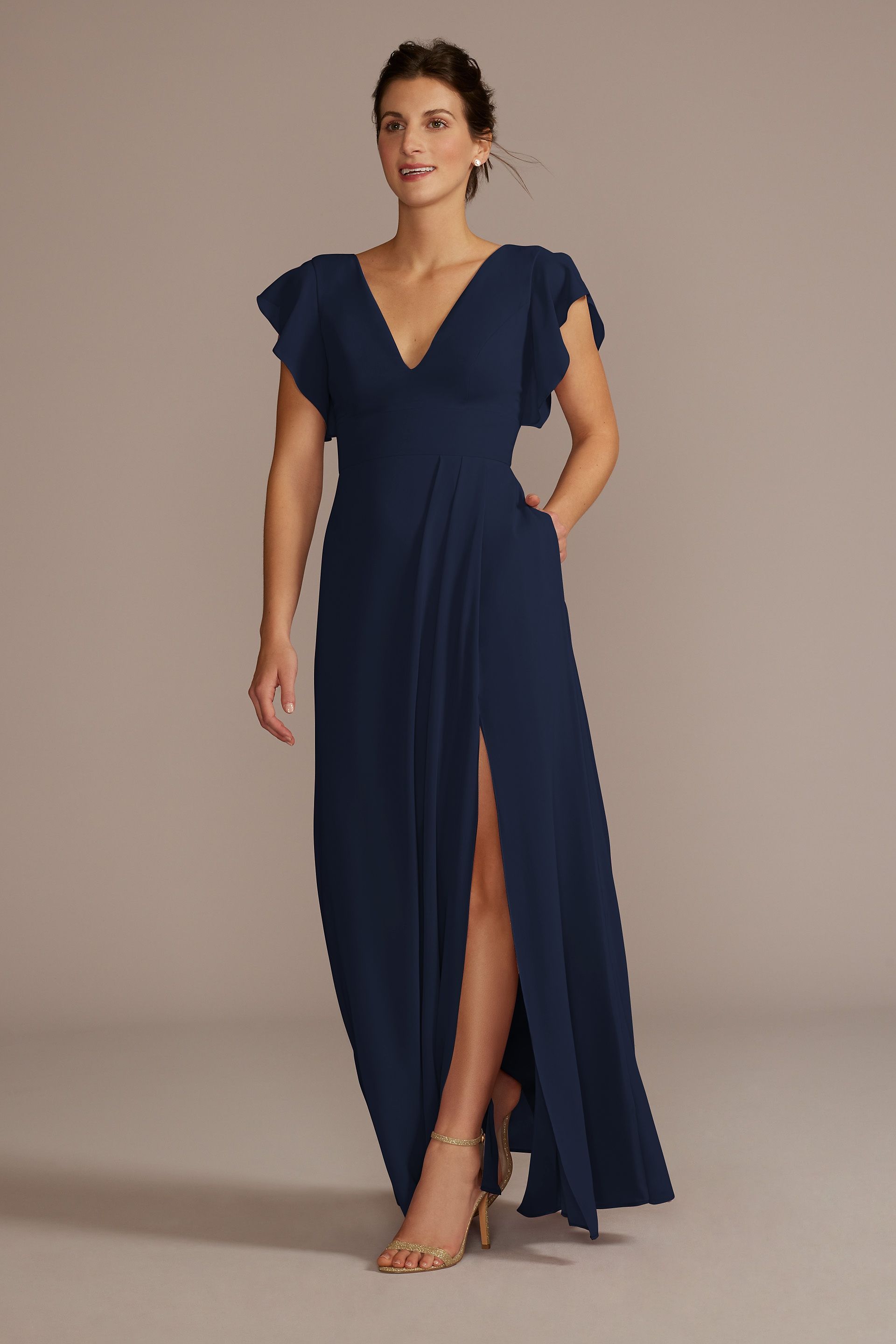 wedding royal blue and gold bridesmaid dresses - Long & Short 911