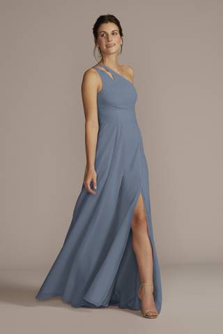 View Celebrate DB Studio Chiffon One-Shoulder Cutout Dress in all available color and sizes Picture of Chiffon One-Shoulder Cutout Dress