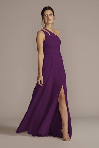 View Celebrate DB Studio Chiffon One-Shoulder Cutout Dress in all available color and sizes Picture of Chiffon One-Shoulder Cutout Dress